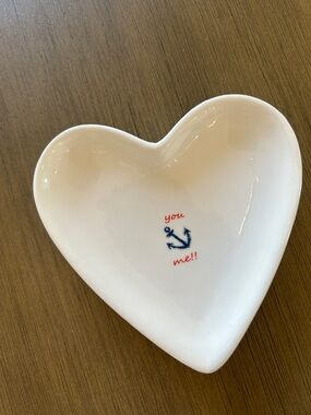 Heart Shaped Ceramic jewelry Dish with Anchor "you me!!"